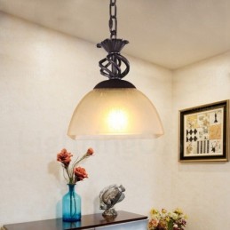 Suspension rustique à 1 lumière avec abat-jour en verre