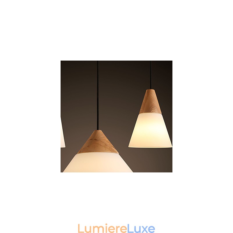 Lustre mini style moderne contemporain en métal à 3 lumières