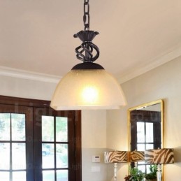 Suspension rustique à 1 lumière avec abat-jour en verre