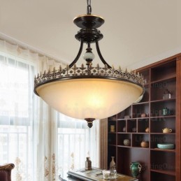 Suspension rustique à 3 lumières avec abat-jour en verre