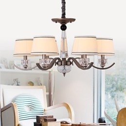 Lustre en cristal 6 lumières, peinture tendance en métal