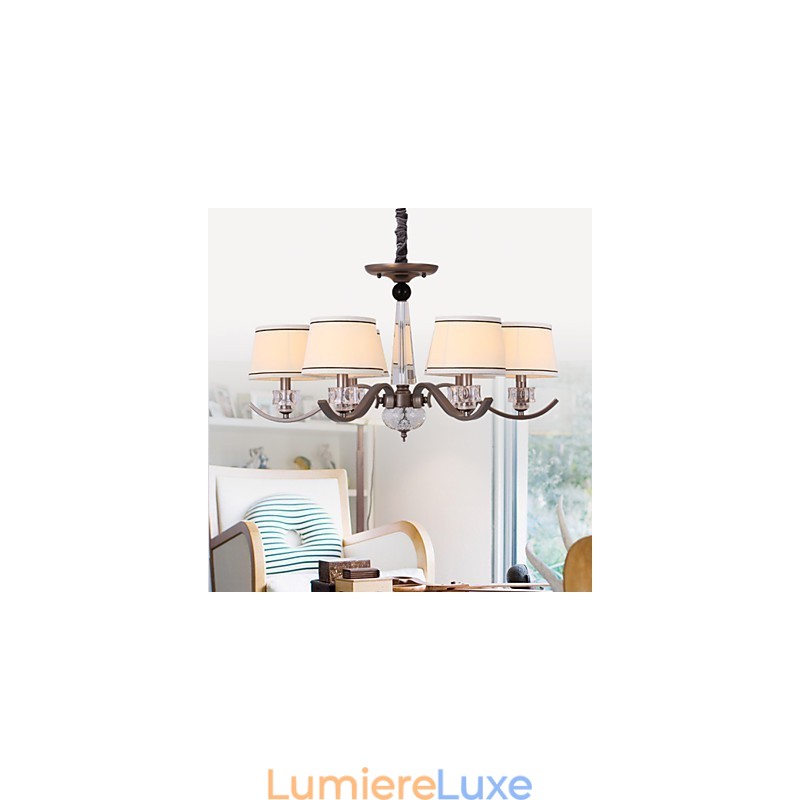 Lustre en cristal 6 lumières, peinture tendance en métal