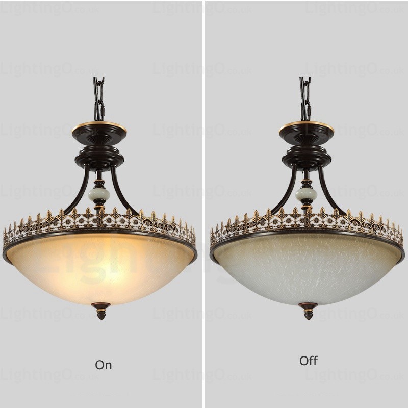 Suspension rustique à 3 lumières avec abat-jour en verre