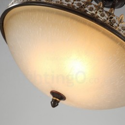 Suspension rustique à 3 lumières avec abat-jour en verre
