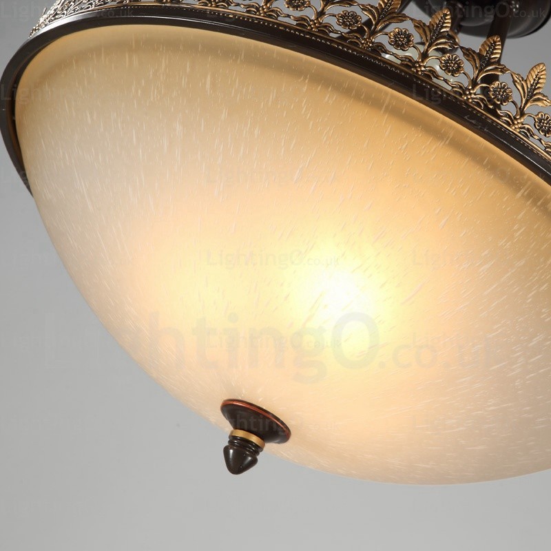 Suspension rustique à 3 lumières avec abat-jour en verre