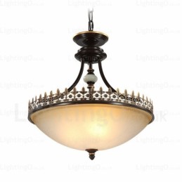 Suspension rustique à 3 lumières avec abat-jour en verre