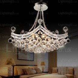 Suspension contemporaine moderne à 5 lumières avec abat-jour en cristal