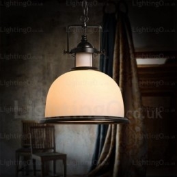 Suspension rustique à 1 lumière avec abat-jour en verre