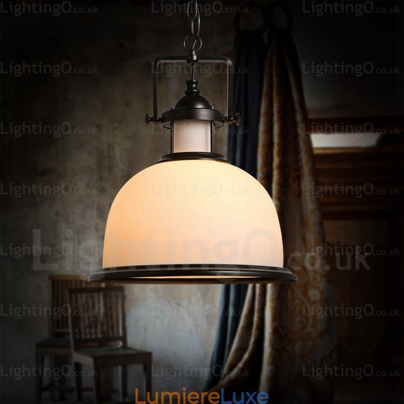 Suspension rustique à 1 lumière avec abat-jour en verre