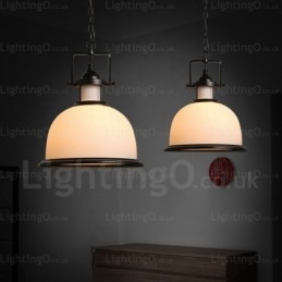 Suspension rustique à 1 lumière avec abat-jour en verre
