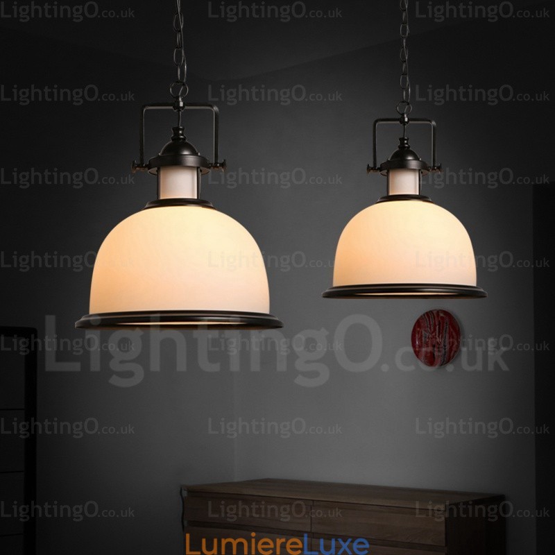 Suspension rustique à 1 lumière avec abat-jour en verre