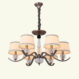 Lustre en cristal 6 lumières, peinture tendance en métal