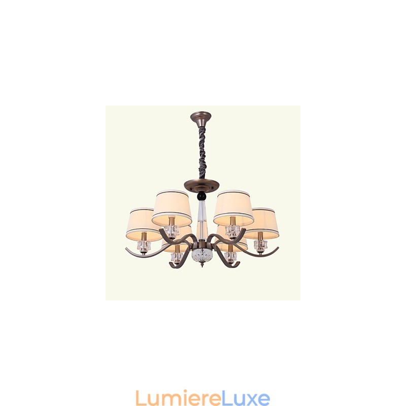 Lustre en cristal 6 lumières, peinture tendance en métal