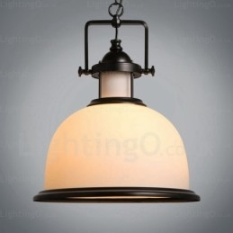 Suspension rustique à 1 lumière avec abat-jour en verre