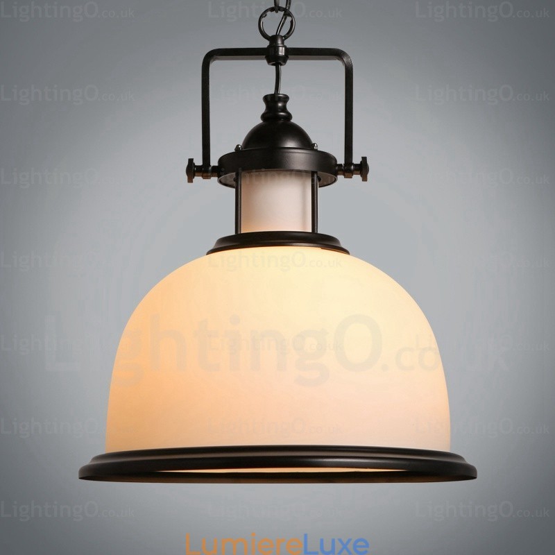 Suspension rustique à 1 lumière avec abat-jour en verre
