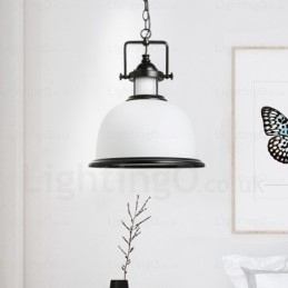Suspension rustique à 1 lumière avec abat-jour en verre