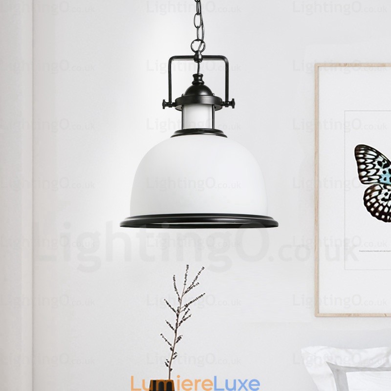 Suspension rustique à 1 lumière avec abat-jour en verre