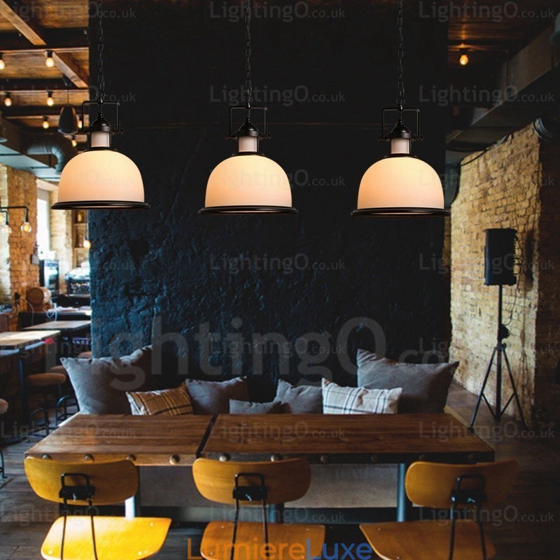 Suspension rustique à 1 lumière avec abat-jour en verre