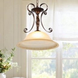Suspension rustique à 1 lumière avec abat-jour en verre