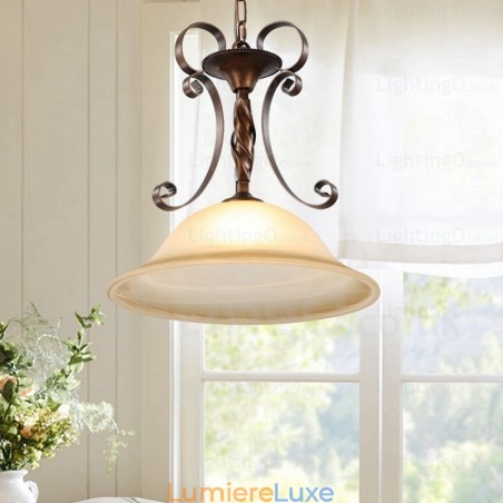 Suspension rustique à 1 lumière avec abat-jour en verre Suspension rustique à 1 lumière avec abat-jour en verre