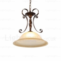 Suspension rustique à 1 lumière avec abat-jour en verre