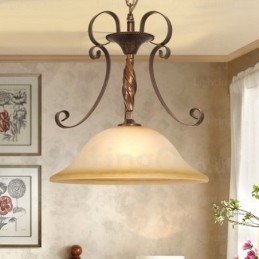 Suspension rustique à 1 lumière avec abat-jour en verre