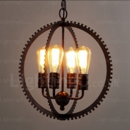 Suspension rétro vintage à 4 lumières