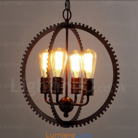 Suspension rétro vintage à 4 lumières