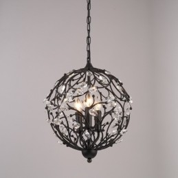 Suspension globe en cristal rétro vintage à 3 lumières