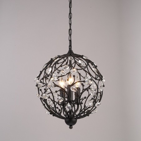 Suspension globe en cristal rétro vintage à 3 lumières Suspension globe en cristal rétro vintage à 3 lumières