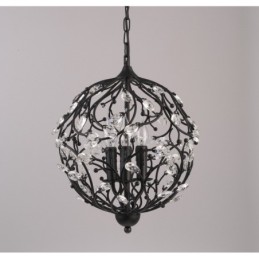 Suspension globe en cristal rétro vintage à 3 lumières