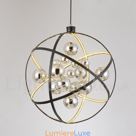 Lustre globe vintage de 50 cm de diamètre et 80 cm de couleur rouille. Lustre globe vintage de 50 cm de diamètre et 80 cm de couleur rouille.