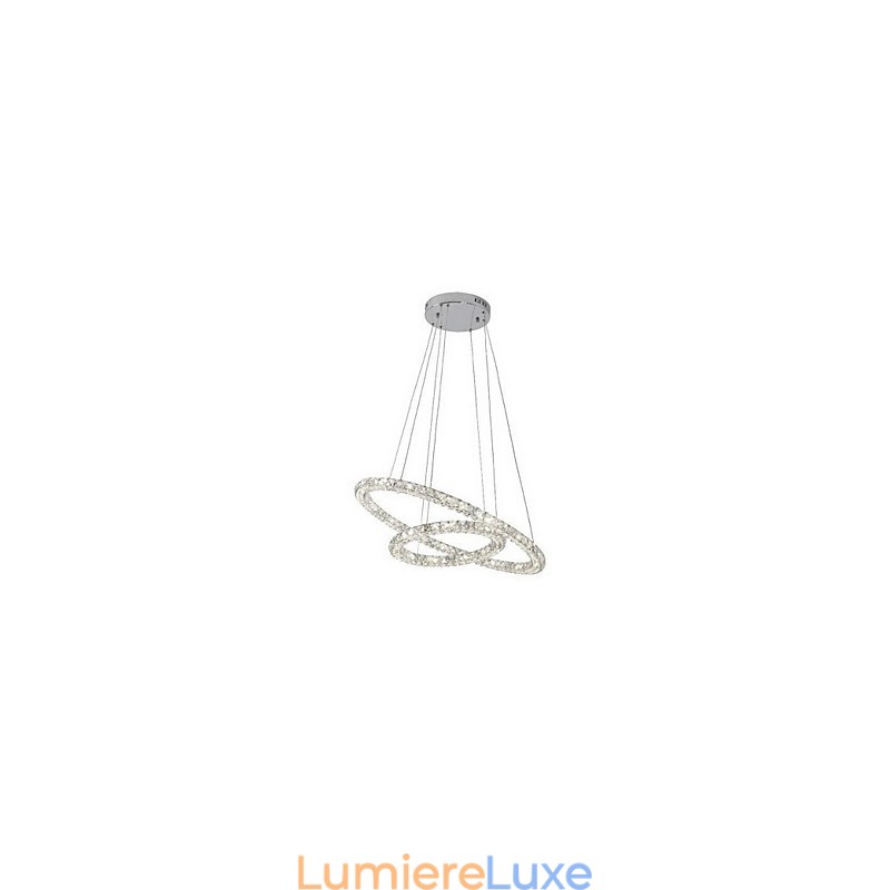 Suspension en cristal K9 moderne à 2 anneaux et 3 côtés, luminaire d'intérieur