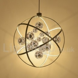 Lustre globe vintage de 50 cm de diamètre et 80 cm de couleur rouille.