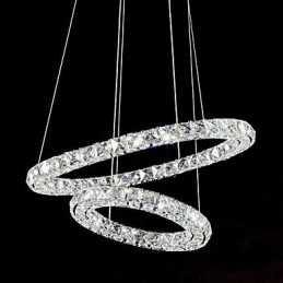 Suspension en cristal K9 moderne à 2 anneaux et 3 côtés, luminaire d'intérieur