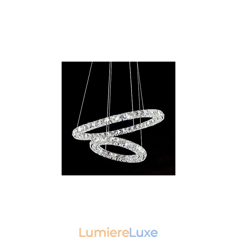 Suspension en cristal K9 moderne à 2 anneaux et 3 côtés, luminaire d'intérieur