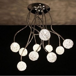 Lampe de plafond simple en fer, lampe ronde en fer créative, lampe en fil d'aluminium
