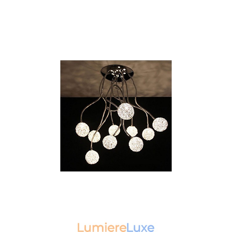Lampe de plafond simple en fer, lampe ronde en fer créative, lampe en fil d'aluminium