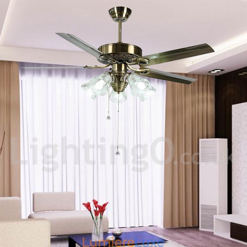 Ventilateur de plafond vintage de style européen de 52 pouces