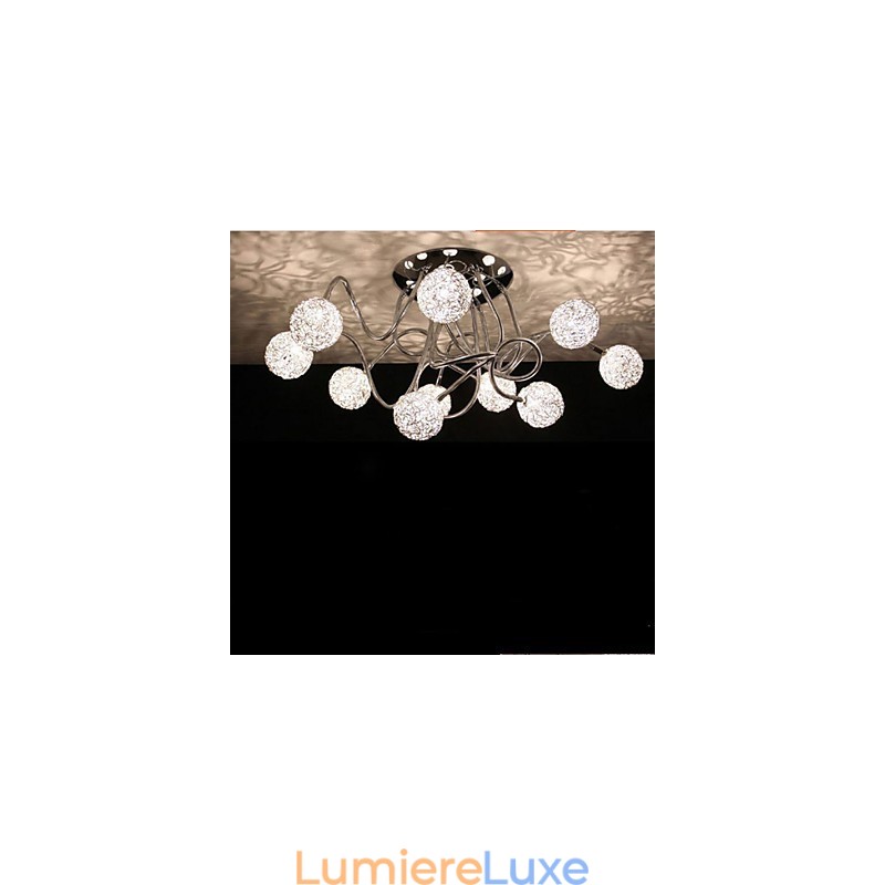 Lampe de plafond simple en fer, lampe ronde en fer créative, lampe en fil d'aluminium