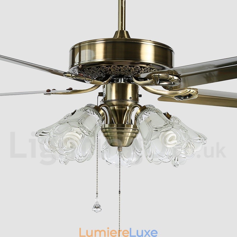 Ventilateur de plafond vintage de style européen de 52 pouces