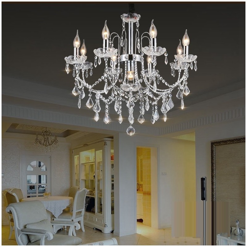 Lustre en cristal élégant à 9 lumières