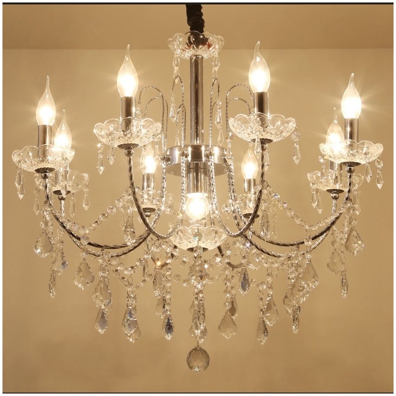 Lustre en cristal élégant à 9 lumières