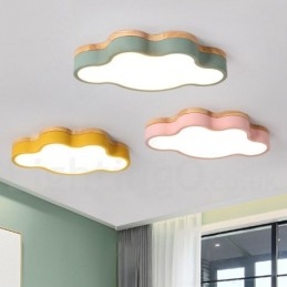 Plafonnier Macaron multicolore moderne contemporain en acier et bois