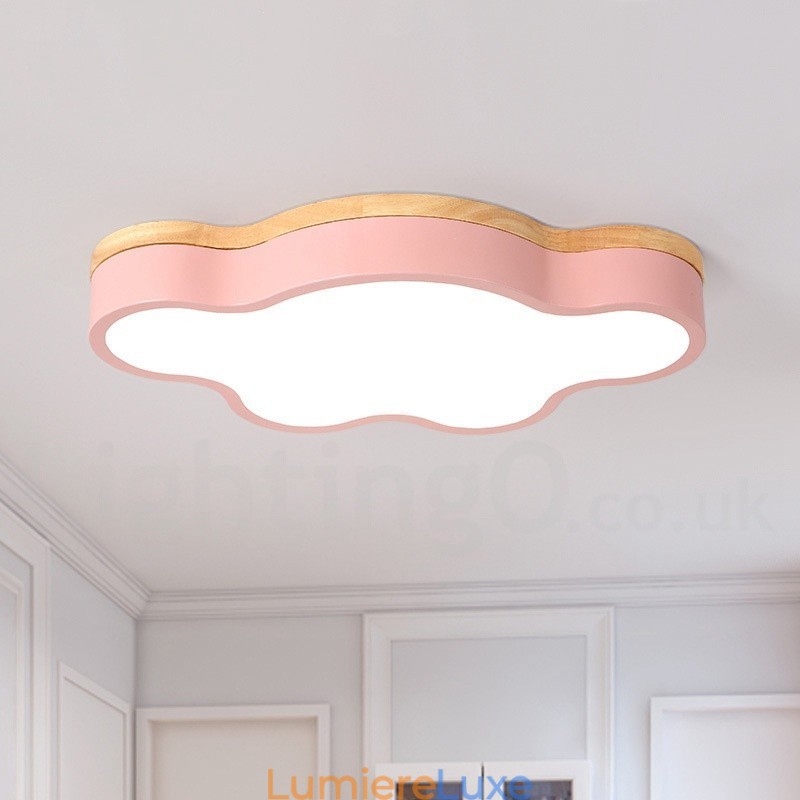 Plafonnier Macaron multicolore moderne contemporain en acier et bois