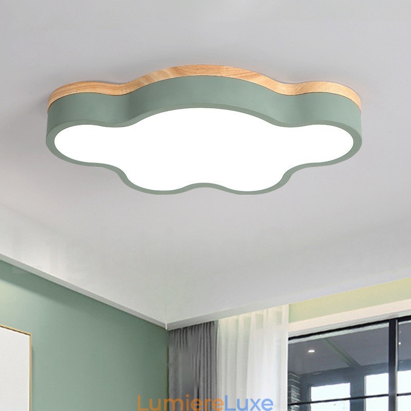 Plafonnier Macaron multicolore moderne contemporain en acier et bois