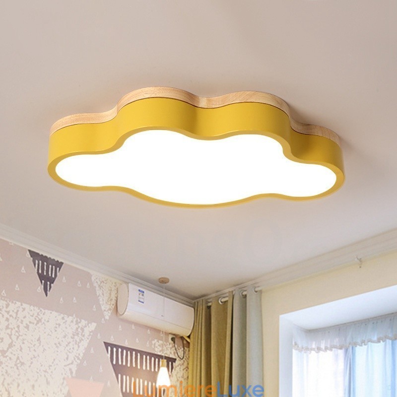 Plafonnier Macaron multicolore moderne contemporain en acier et bois