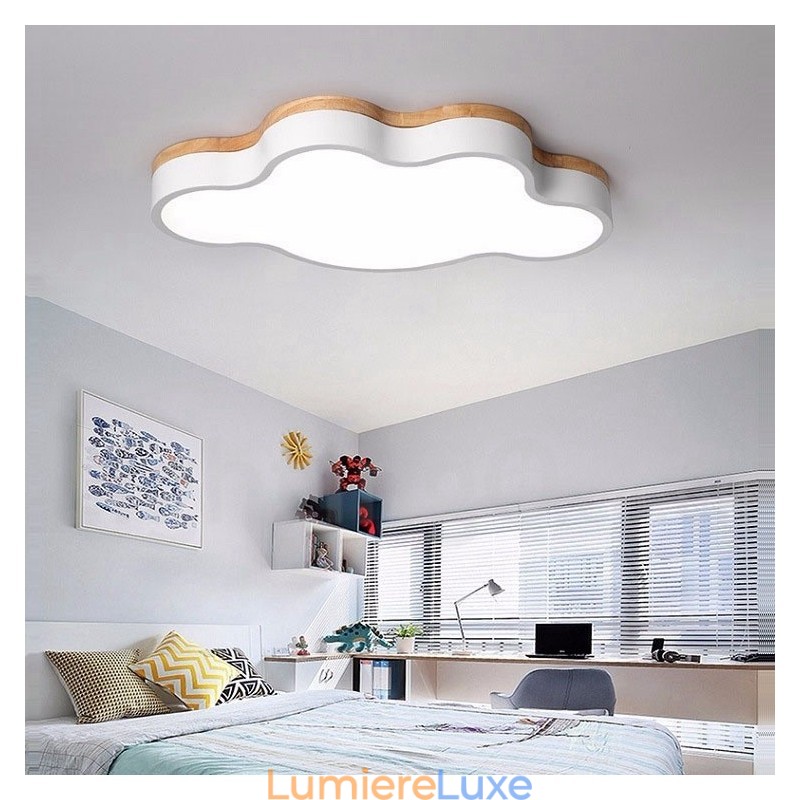 Plafonnier Macaron multicolore moderne contemporain en acier et bois