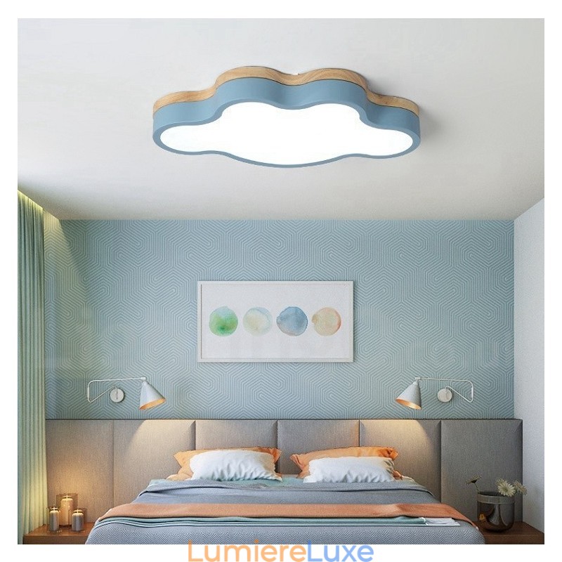 Plafonnier Macaron multicolore moderne contemporain en acier et bois