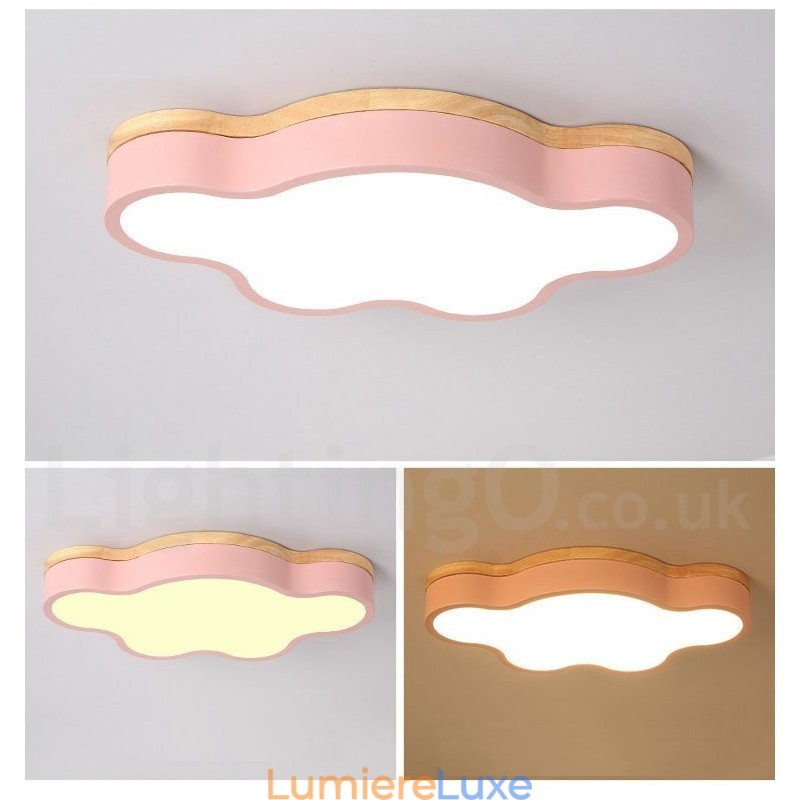 Plafonnier Macaron multicolore moderne contemporain en acier et bois